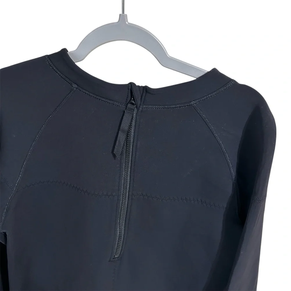 Ivivva By Lululemon Black Peplum Neoprene LS Swim Rashguard Top Pocket Sz L 14